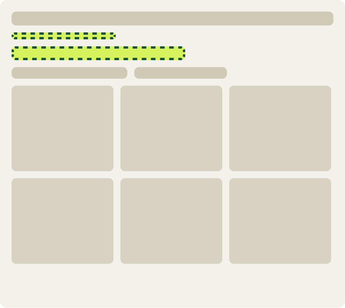 Var A: Quieter heading wireframe