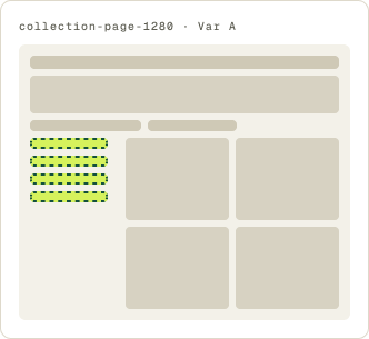 Var A: All filters collapsed wireframe