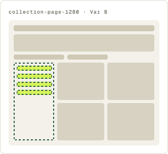Var B: Collapsed and sticky wireframe