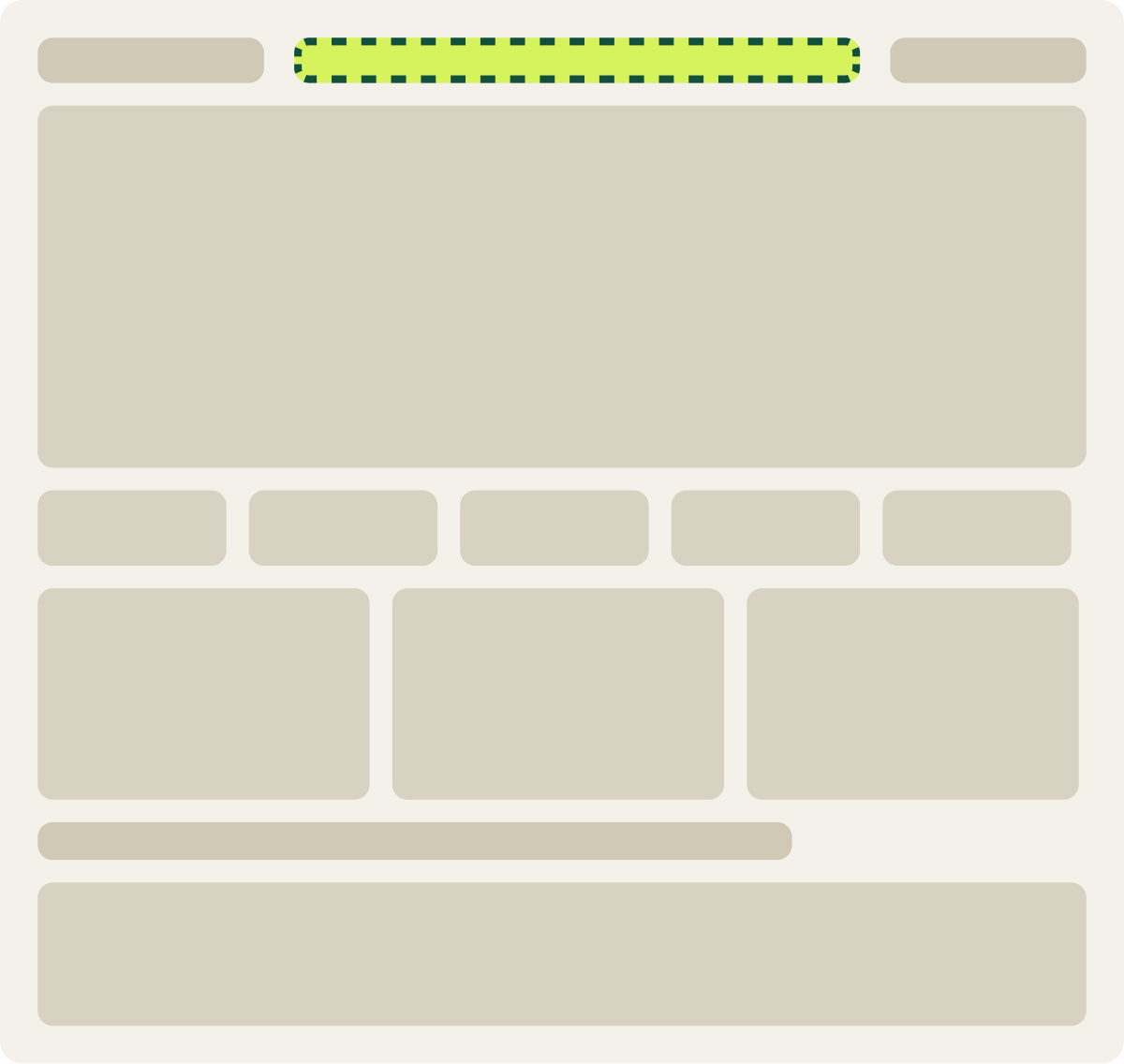 Var A: Wider, outlined search wireframe