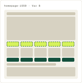 Var B: Var A + green button wireframe