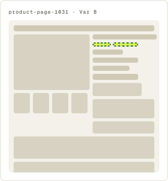 Var B: Link and rating below title wireframe