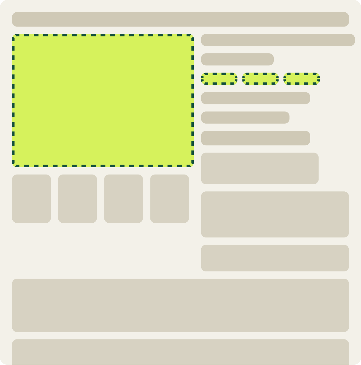 Var B: Lifestyle image + trust wireframe