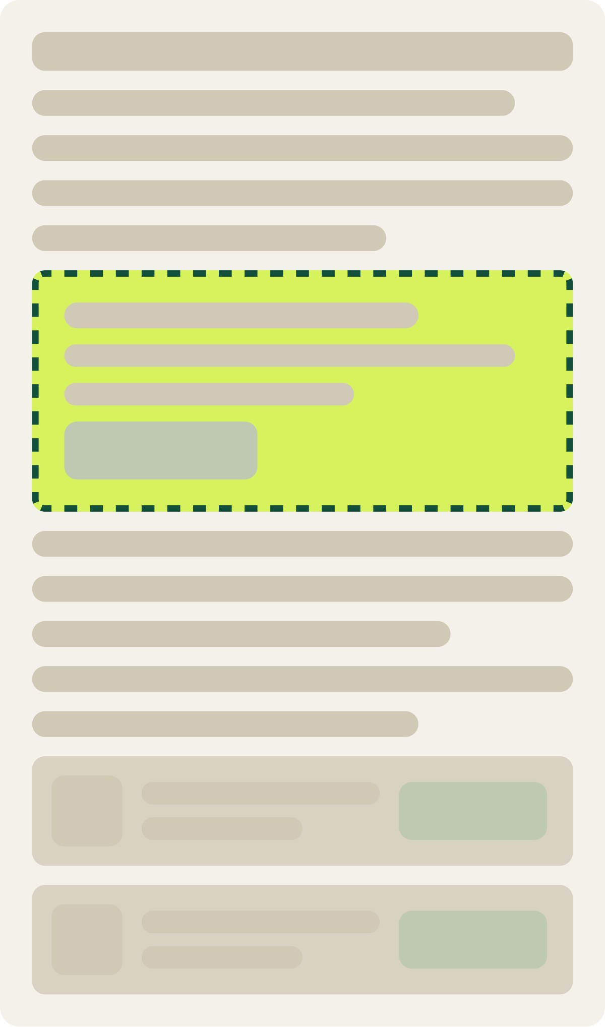 Var A: In-content widget wireframe