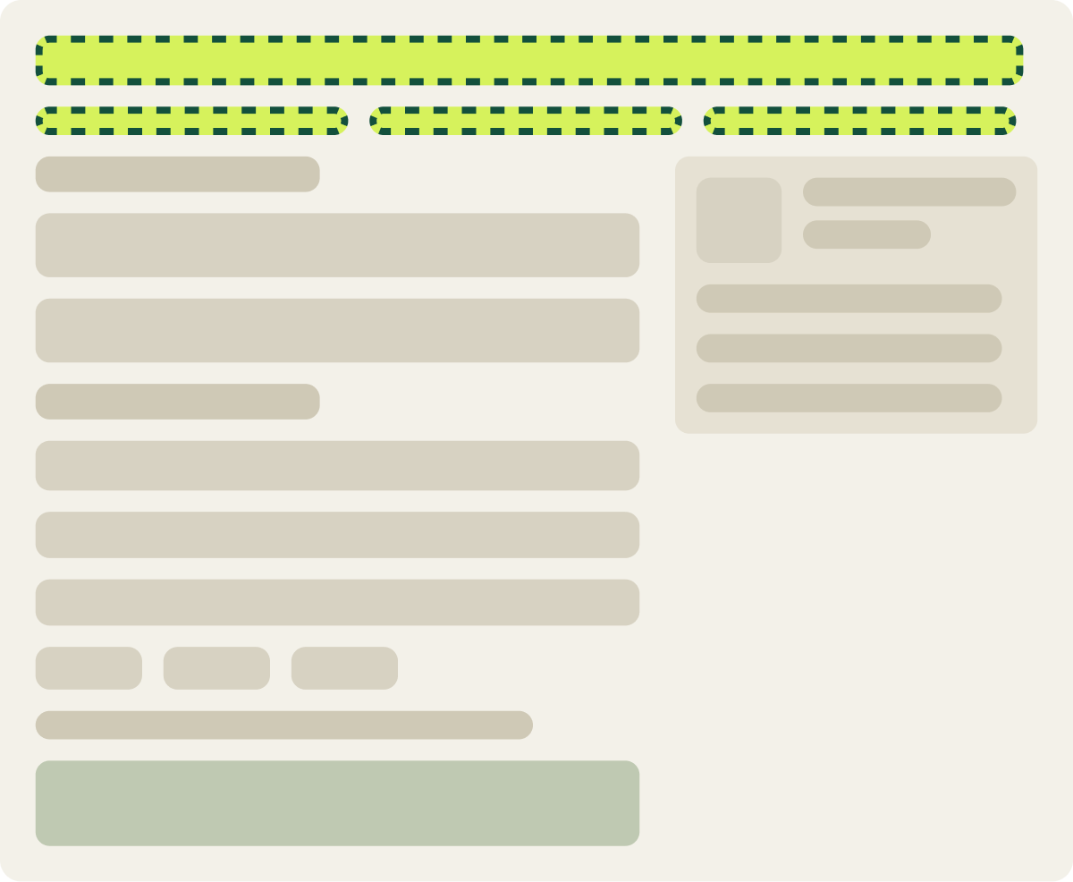 Var B: Matched site header wireframe