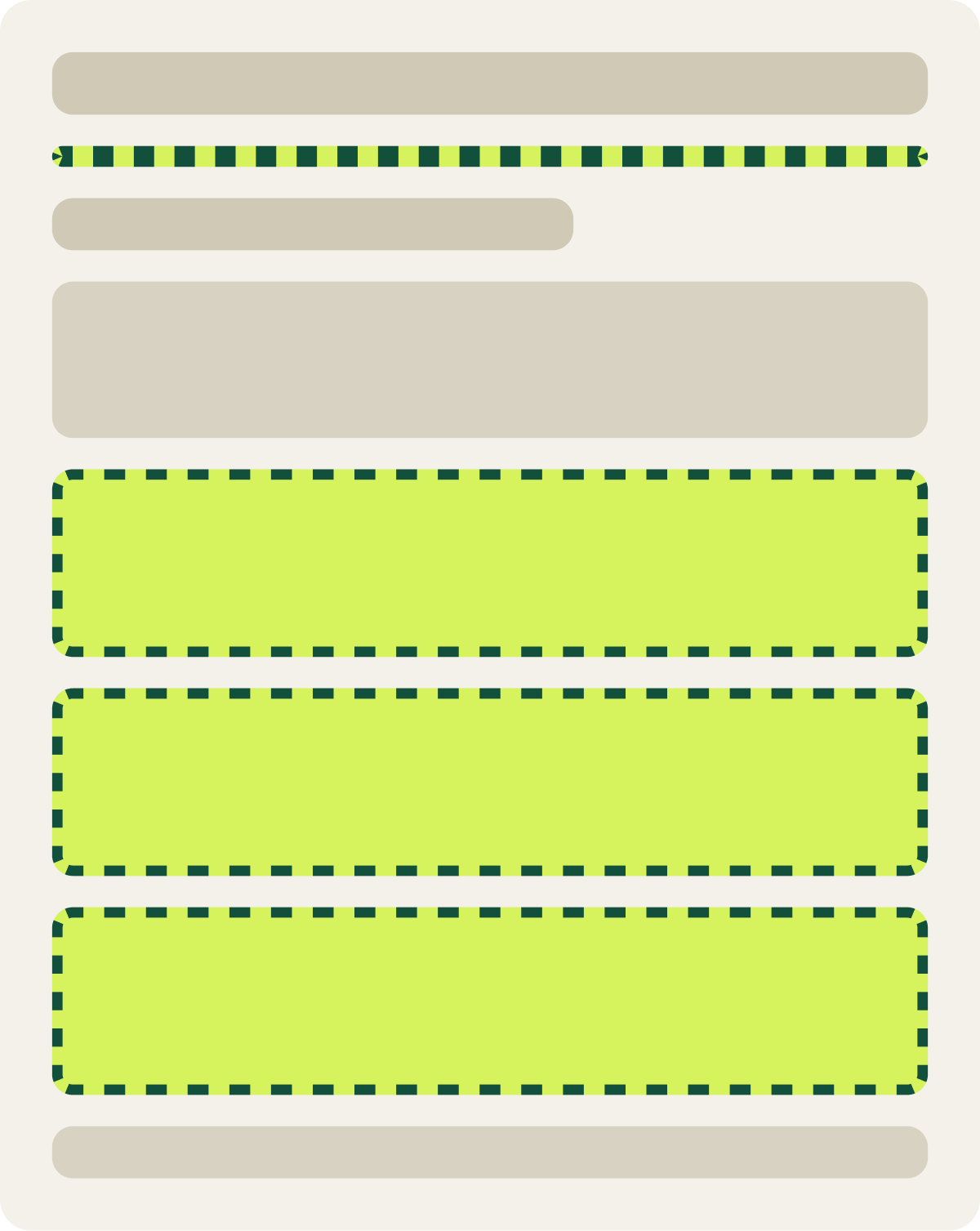 Var A: Rows + top promo wireframe