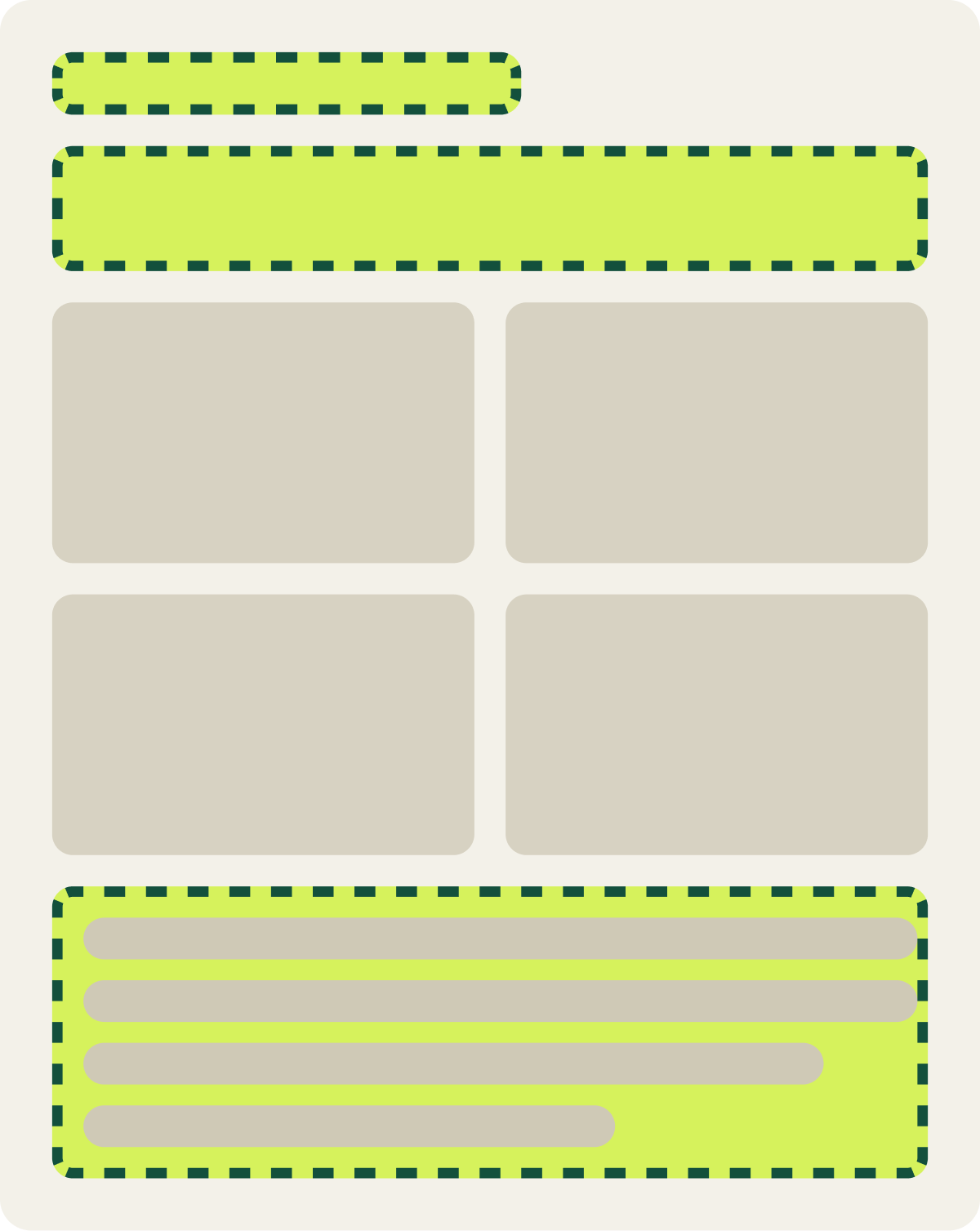 Var A: Header below products wireframe