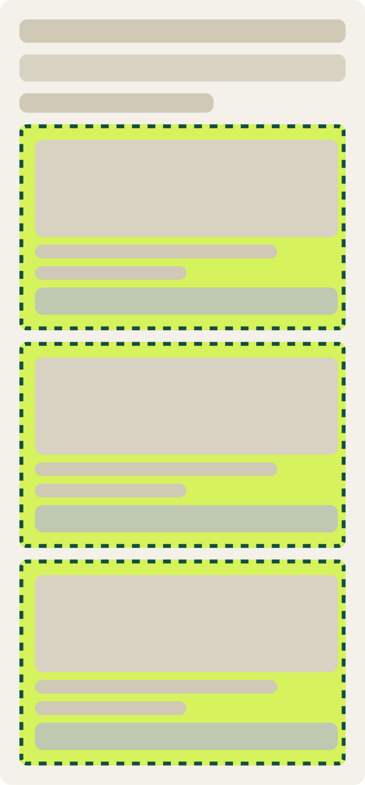 Var A: Single column wireframe