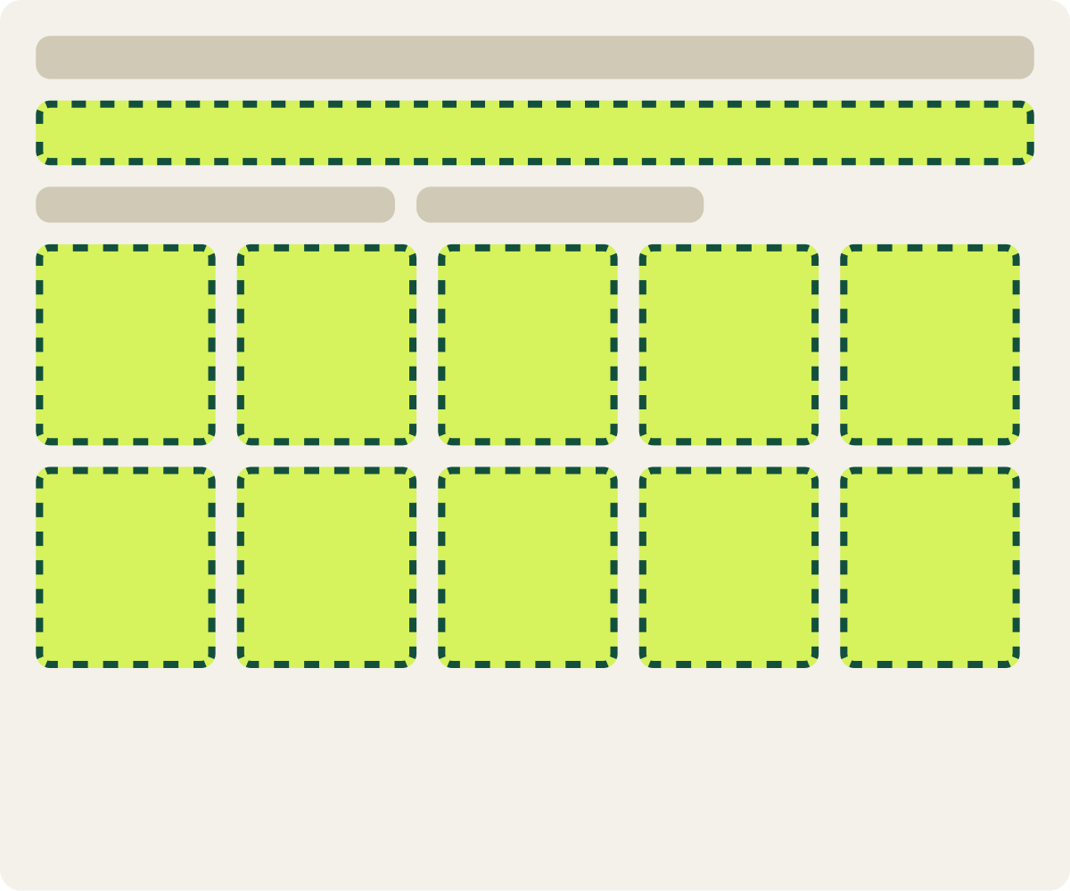 Var A: 5 products per row wireframe