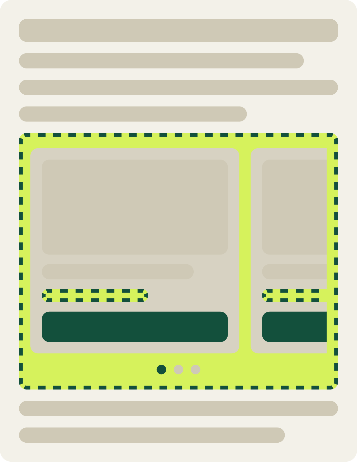 Var B: Star ratings and carousel wireframe