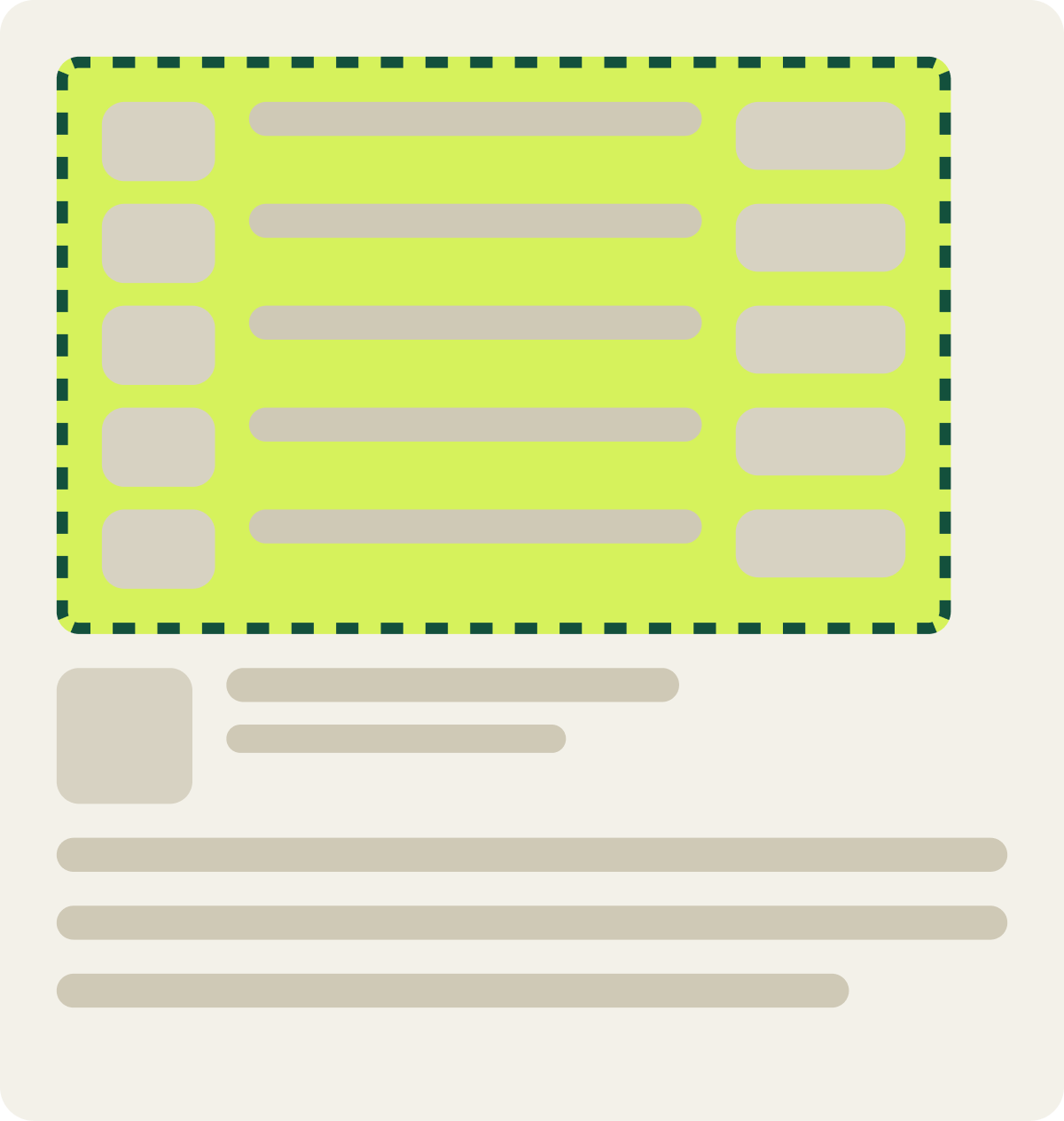 Var A: 5 picks above the fold wireframe