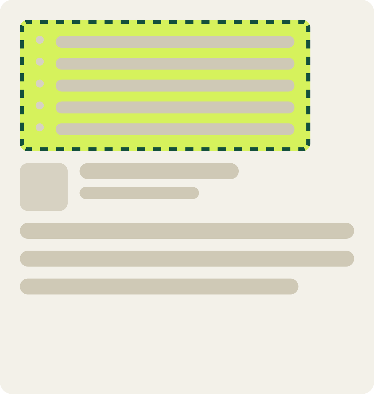 Var B: Bulleted list wireframe