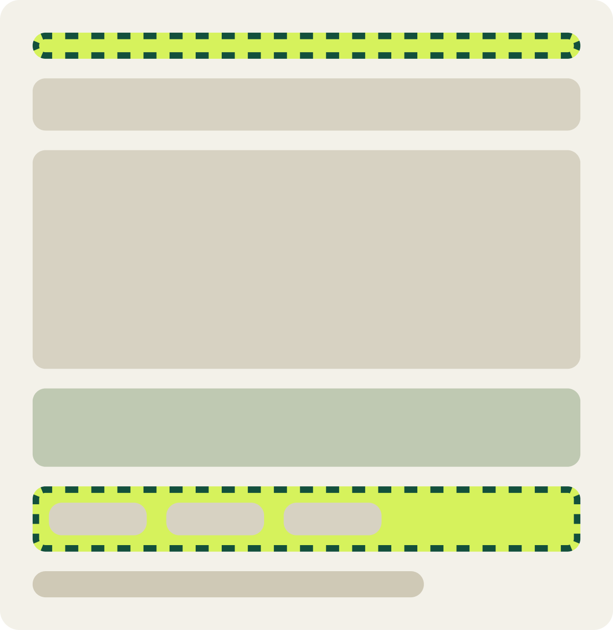 Var A: Calmer, focused page wireframe