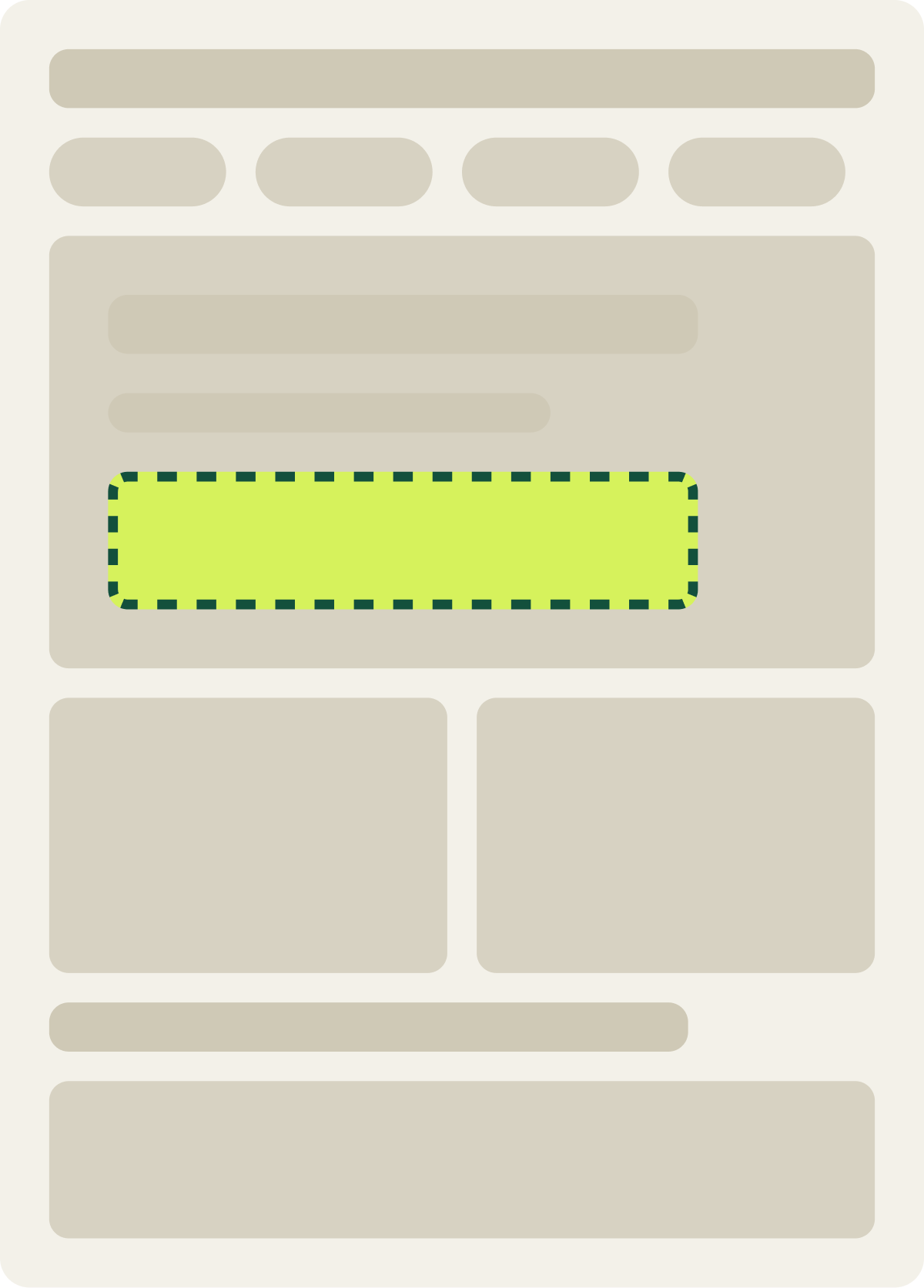 Var B: Bolder hero button wireframe
