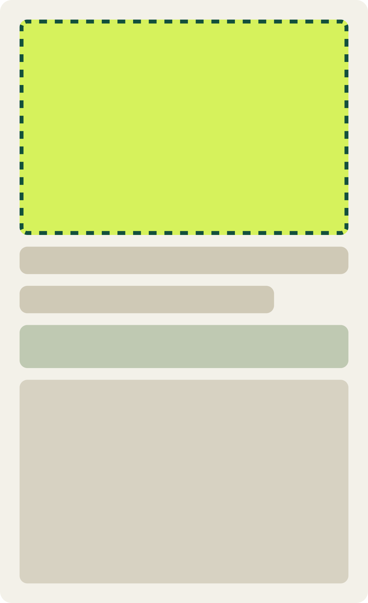 Var C: Landing page, no navigation wireframe