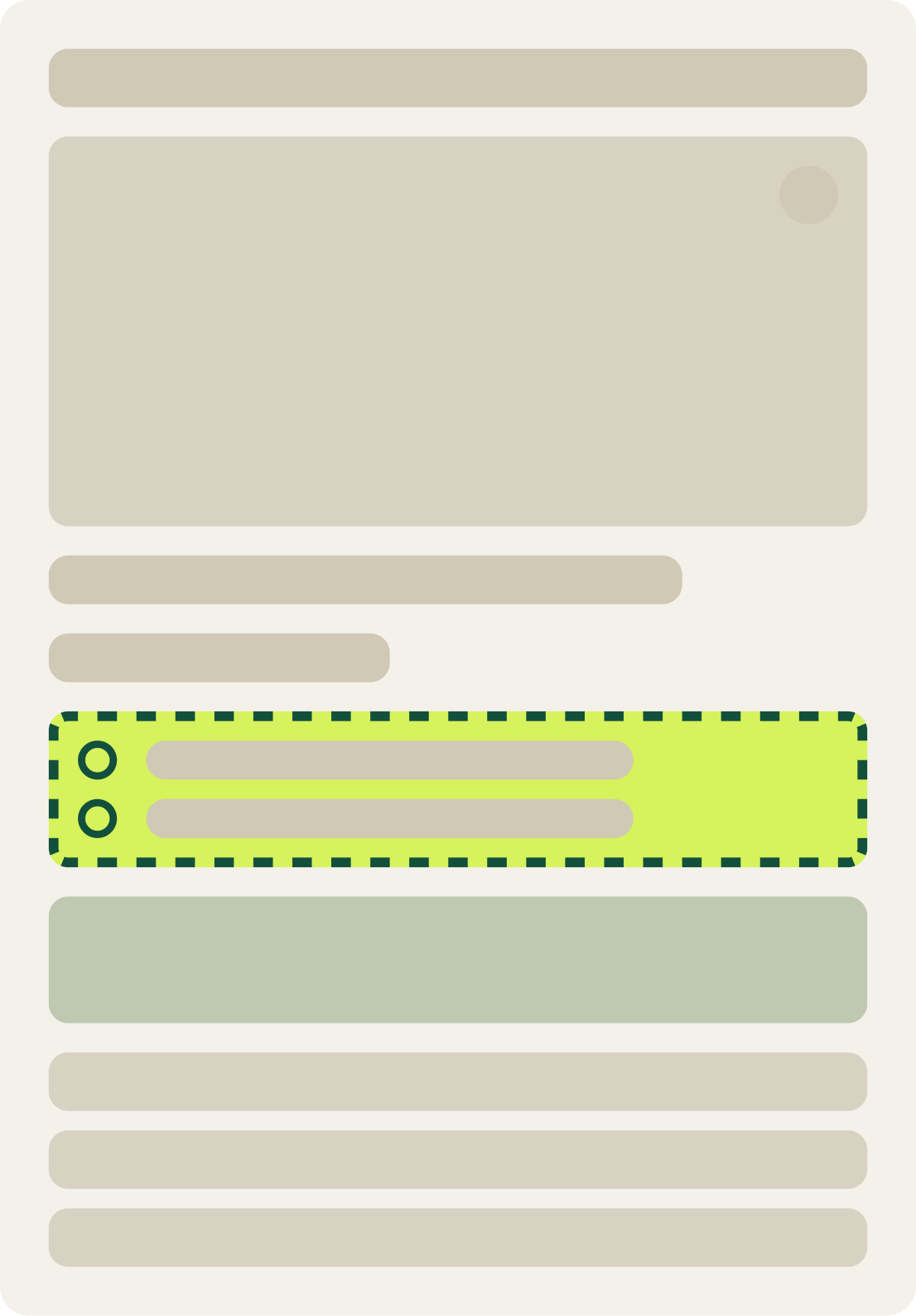Var A: Single selector container wireframe