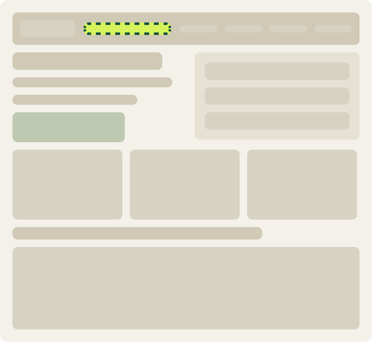 Var B: In the header wireframe